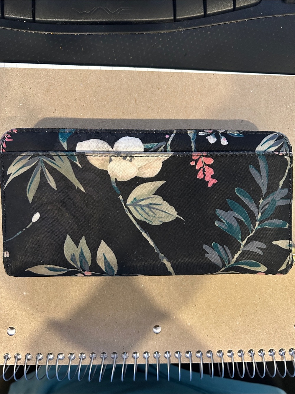 kate spade Black Floral Zip-Around Wallet with Pink & Cream Bloom - Picture 2 of 4